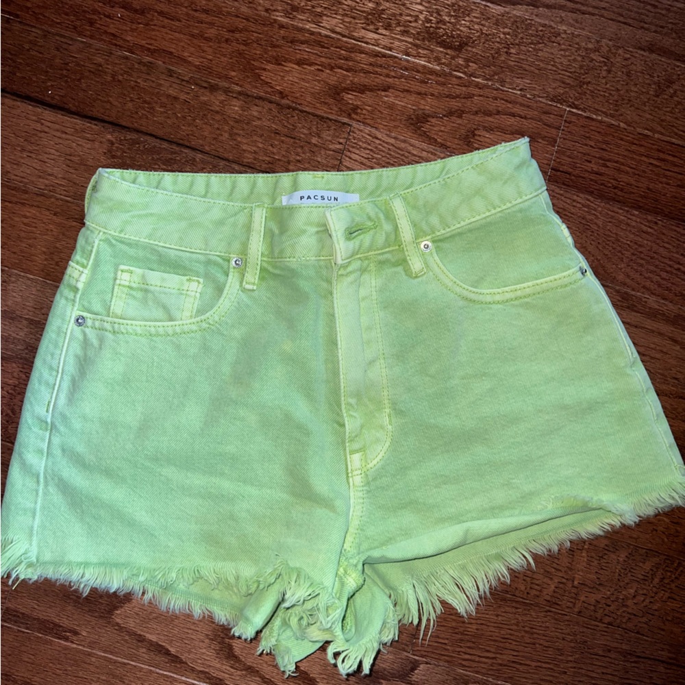 Pacsun neon green high rise festival shorts